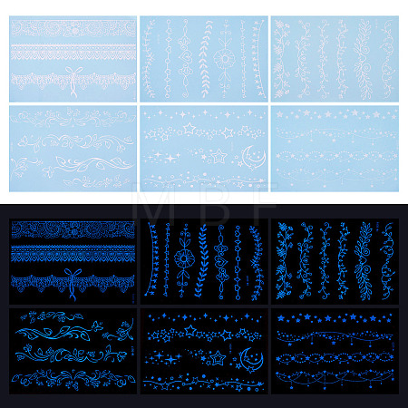6 Sheets Luminous Paper Tattoo Stickers STIC-TAC0001-007A-1