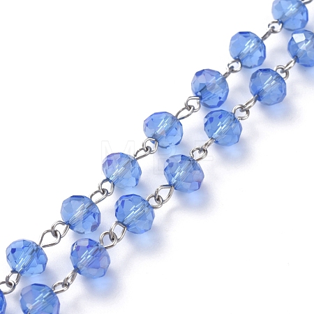 Handmade Electroplate Glass Beaded Chains AJEW-JB00529-10-1