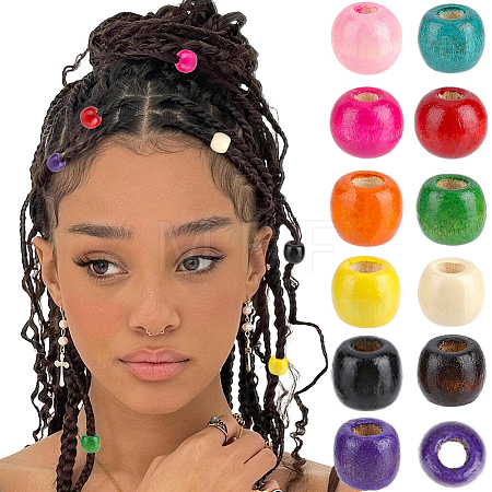 165Pcs 11 Colors Dyed Natural Maple Wood Beads WOOD-PA0001-61B-1