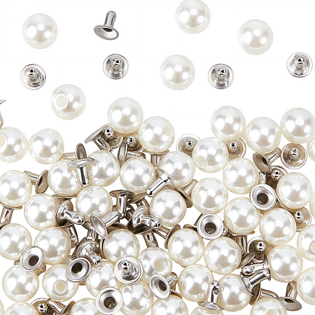 100Pcs ABS Imitation Pearl Snap Rivet Butt Screw DIY-GF0013-40-1