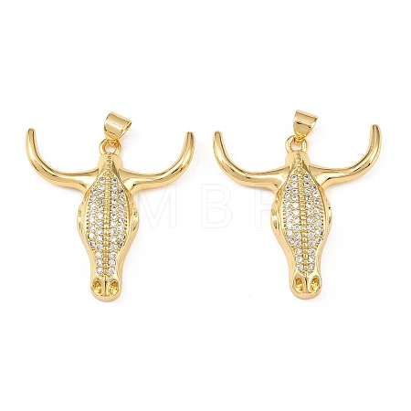 Brass Micro Pave Clear Cubic Zirconia Pendants KK-F919-31B-G-1