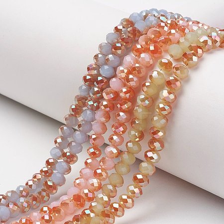 Electroplate Opaque Solid Color Glass Beads Strands EGLA-A034-P6mm-J-1