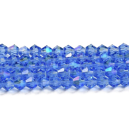 Transparent Electroplate Glass Beads Strands GLAA-F029-4mm-D07-1