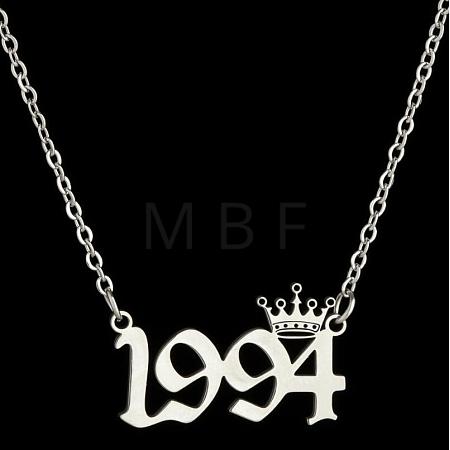 Crown Birth Year 201 Stainless Steel Pendant Necklaces for Women FS-WG4E8F2-55-1