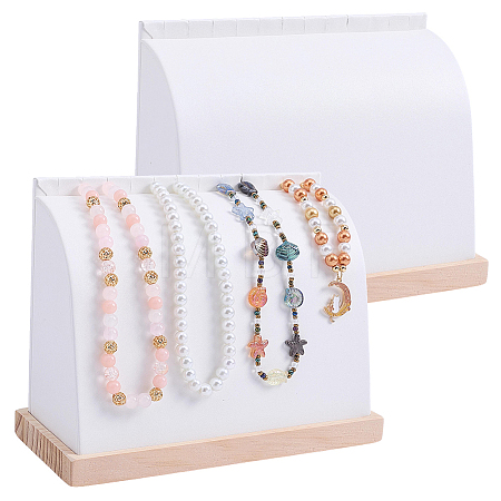 2Pcs PU Leather Necklace Organizer Display Stands NDIS-HY0001-02-1