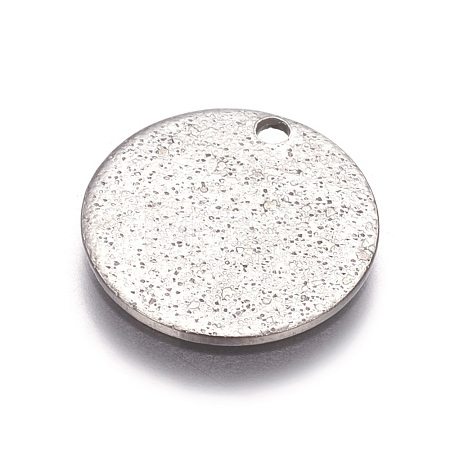 Tarnish Resistant 304 Stainless Steel Textured Pendants STAS-I098-01-15mm-P-1