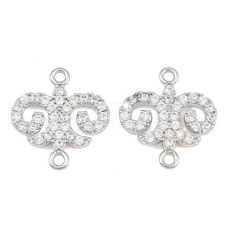 Brass Micro Pave Clear Cubic Zirconia Connector Charms CU-CBA7BFE-03A-P-1
