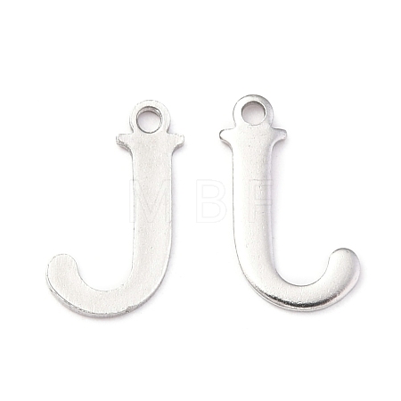 Tarnish Resistant 304 Stainless Steel Alphabet Charms STAS-H122-J-P-1