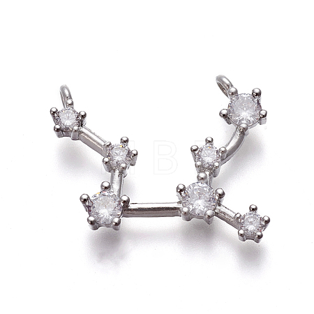 Brass Micro Pave Cubic Zirconia Pendants X-ZIRC-F099-20P-07-1