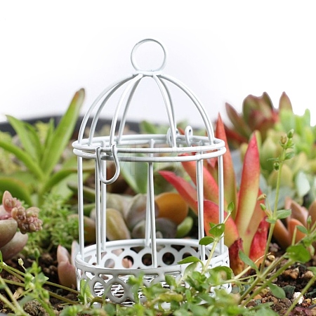 Iron Bird Cage Display Decorations AJEW-SZC0001-15-1