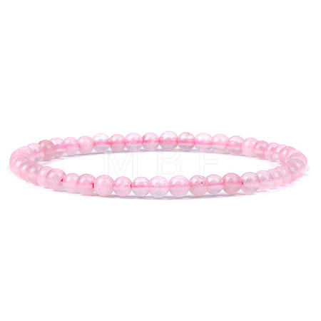 4mm Round Natural Dyed Rose Quartz Beads Bracelet for Men KG3069-33-1