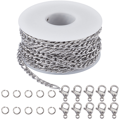 304 Stainless Steel Figaro Chains Chains FIND-SC0012-50B-P-1