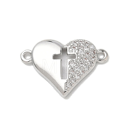 Brass Micro Pave Clear Cubic Zirconia Connector Charms KK-E796-05P-1