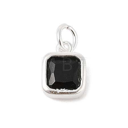 925 Sterling Silver Pave Cubic Zirconia Square Charms with Jump Rings and 925 Stamp STER-D288-05S-05-1