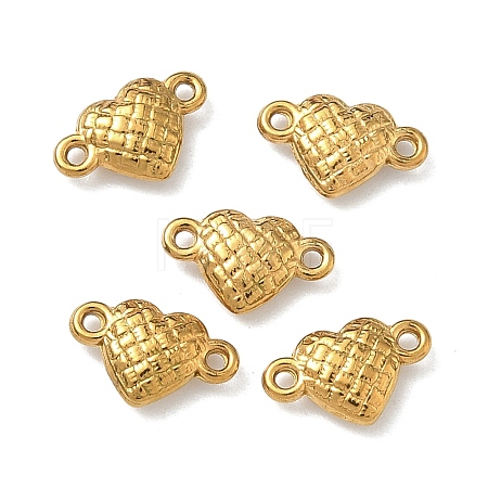 304 Stainless Steel Tartan Heart Links Connector Charms STAS-D211-14B-G-1