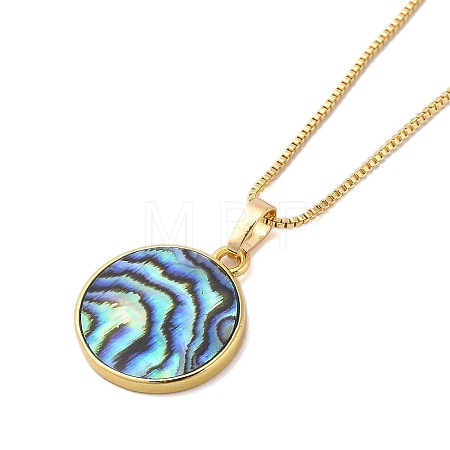 Rack Plating Natural Paua Shell Pendants Necklace NJEW-B104-01G-01G-1