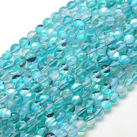 Synthetic Moonstone Beads Strands G-F143-10mm-07-1