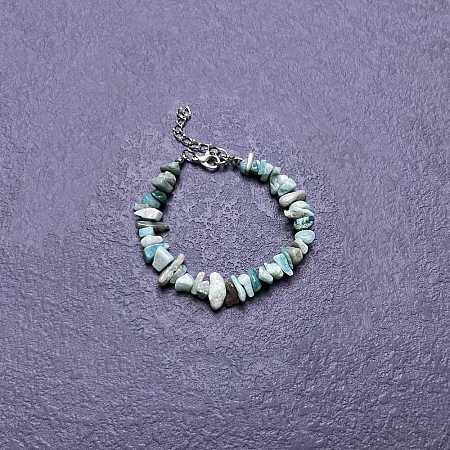 Natural Amazonite Chip Beaded Bracelets for Women IW6789-56-1