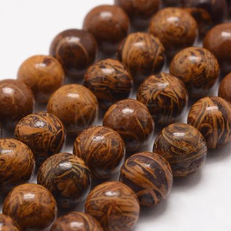 Natural Elephant Skin Jasper/Miriam Stone/Calligraphy Stone Beads Strands G-F512-8mm-1