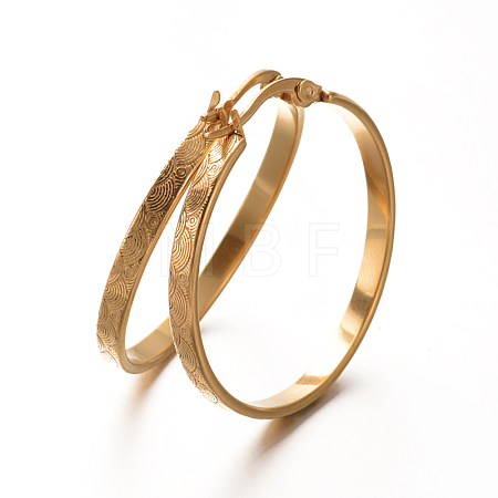 Lady's 304 Stainless Steel Hoop Earrings X-EJEW-N023-08E-1