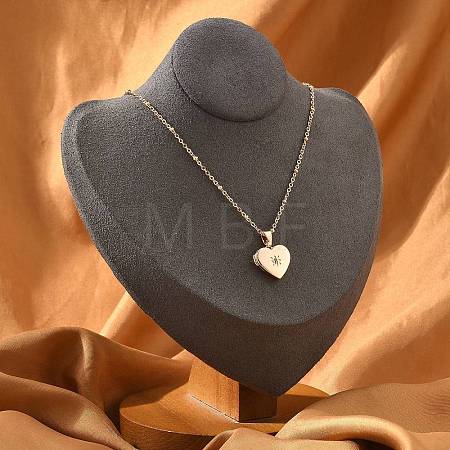Clear Cubic Zirconia Locket Necklaces NJEW-A036-01A-1