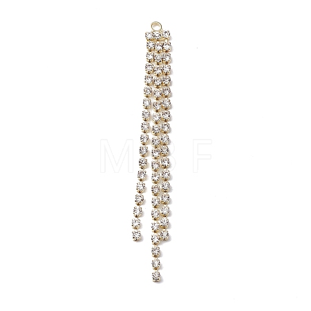 3 Rows Brass Crystal Rhinestone Cup Chain Big Pendants KK-A167-04KCG-1