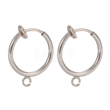316 Surgical Stainless Steel Clip-on Hoop Earrings STAS-S101-15mm-01P-1