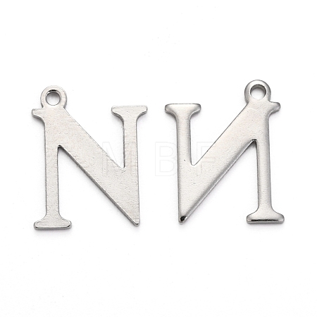 Tarnish Resistant 304 Stainless Steel Alphabet Charms STAS-H122-N-P-1
