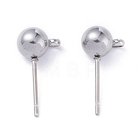 Non-Tarnish 304 Stainless Steel Ball Post Stud Earring Findings X-STAS-Z035-01P-A-1