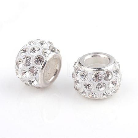 Polymer Clay Rhinestone European Beads CPDL-T001-16-1