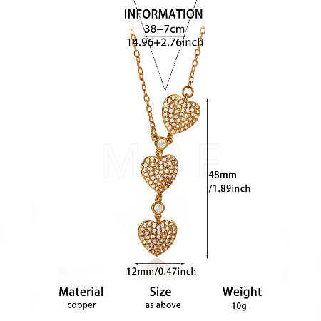 Brass Pave Clear Cubic Zirconia Pendant 304 Stainless Steel Chain Necklaces for Women WG3E65D-03-1