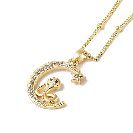 Brass Micro Pave Clear Cubic Zirconia Pendants Necklaces NJEW-K269-05G-08-1