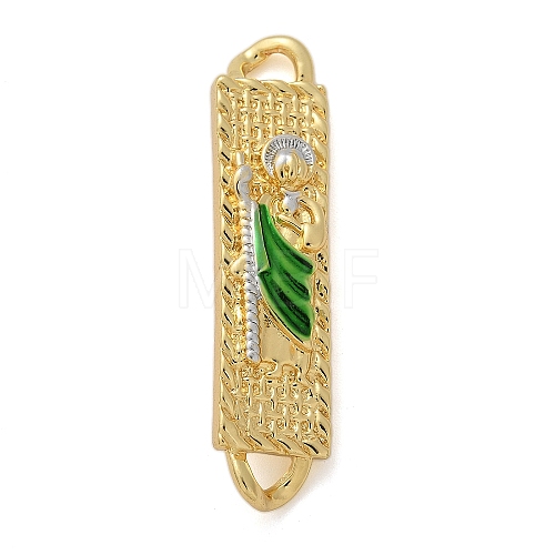 Brass Enamel Rectangle Saint Jude Connector Charms KK-M319-06G-03-1