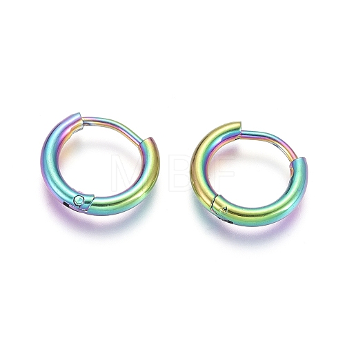 Ion Plating(IP) 304 Stainless Steel Huggie Hoop Earrings EJEW-F111A-13mm-Y-1