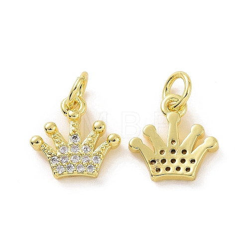 Brass Micro Pave Clear Cubic Zirconia Charms KK-E068-VF072-1