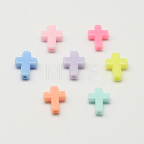 Opaque Acrylic Cross Beads SACR-Q100-M041-1