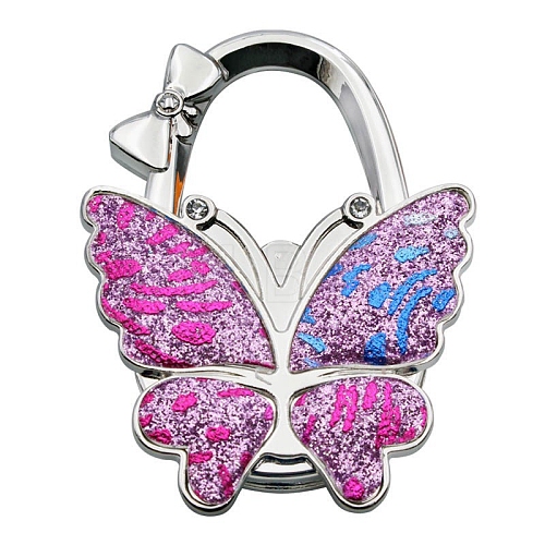 Glitter Butterfly Zinc Alloy Crystal Rhinestone Bag Hanger BAGH-F001-A27-1