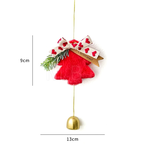 Christmas Velvet Christmas Tree with Iron Bell Pendant Decorations PW-WG7222C-01-1