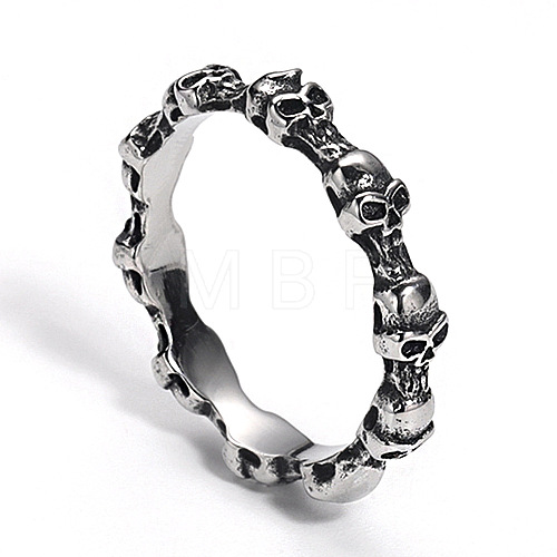 Skull Titanium Steel Rings for Men PW-WG56FBD-01-1