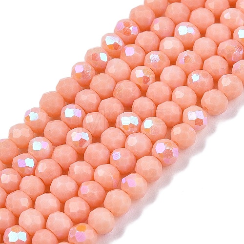 Electroplate Opaque Solid Color Glass Beads Strands EGLA-A044-P2mm-L33-1