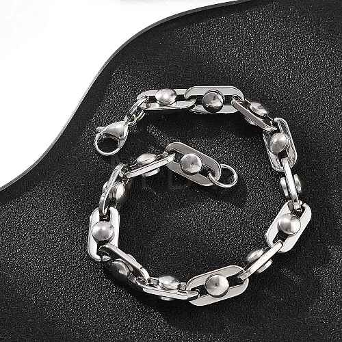 304 Stainless Steel Oval Link Chain Bracelets for Women Men BJEW-F488-29P-1