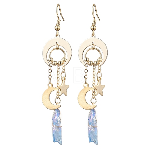 Dyed Natural Quartz Crystal Pendants Earrings EJEW-TA00424-1