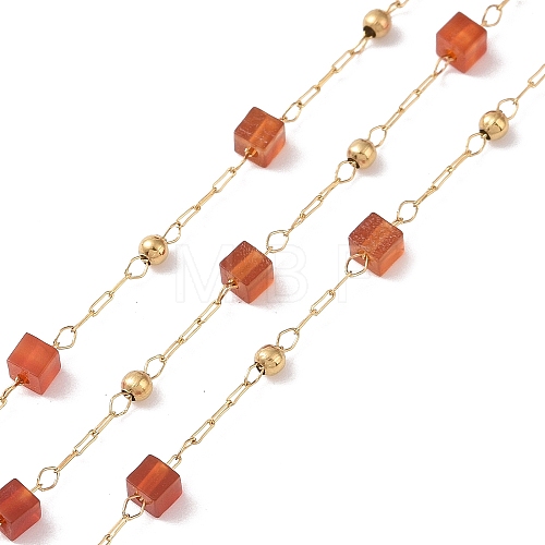 Natural Red Agate Square Beaded Chains AJEW-SZ0002-43H-1
