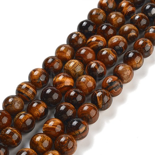 Natural Tiger Eye Round Bead Strands G-R200-12mm-1