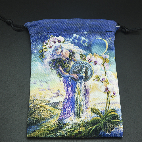 Double-Sided Printed Velvet Tarot Cards Storage Drawstring Bags ZODI-PW0002-02H-1