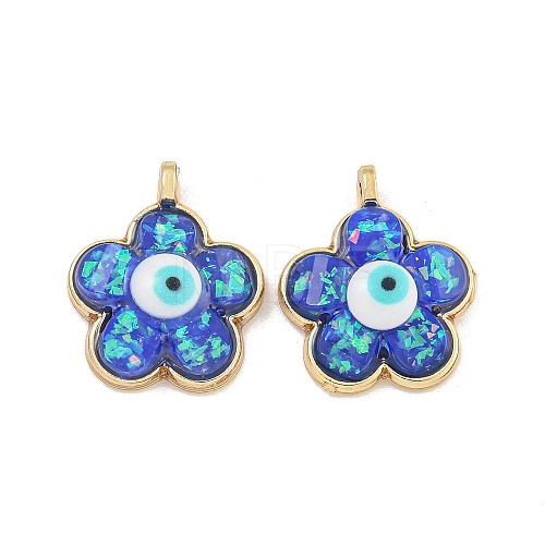 Translucent Evil Eye Resin Pendants KK-M219-22G-07-1