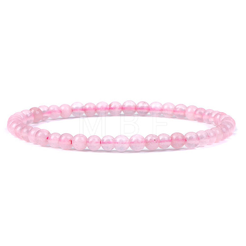 4mm Round Natural Rose Quartz Beads Bracelet for Men KG3069-33-1