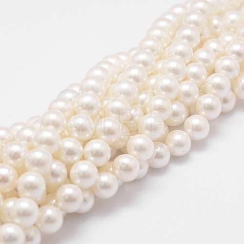 Rainbow Plated Shell Pearl Bead Strands X-BSHE-L025-02-6mm-1