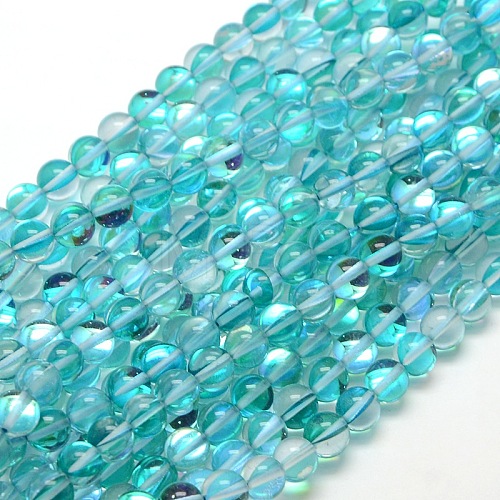 Synthetic Moonstone Beads Strands G-F143-10mm-07-1
