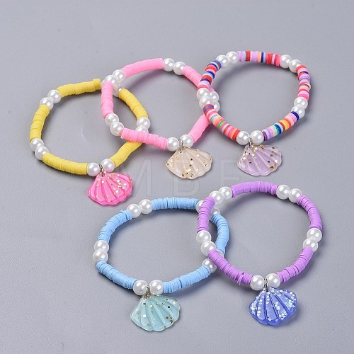 Eco-Friendly Handmade Polymer Clay Heishi Beads Kids Stretch Bracelets BJEW-JB04345-1